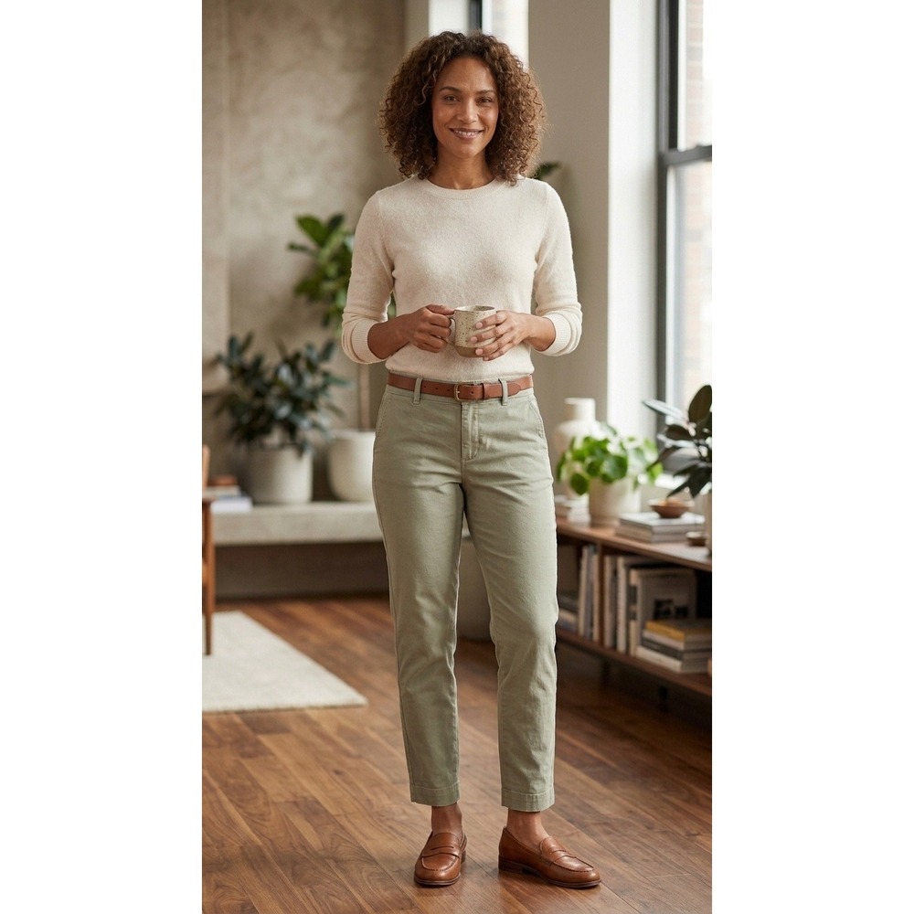 Van Heusen Khaki Pants Womens 10 Beige Straight Leg Stretch Career Casual